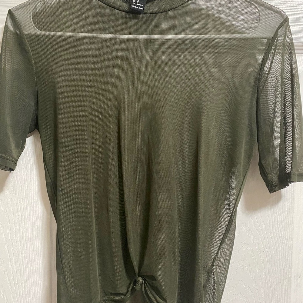Sheer Olive Green Mesh Shirt